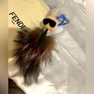 Fendi Fur Karlito Fur Key Chain Charm Karl Lagerfield PreOwned Vintage
